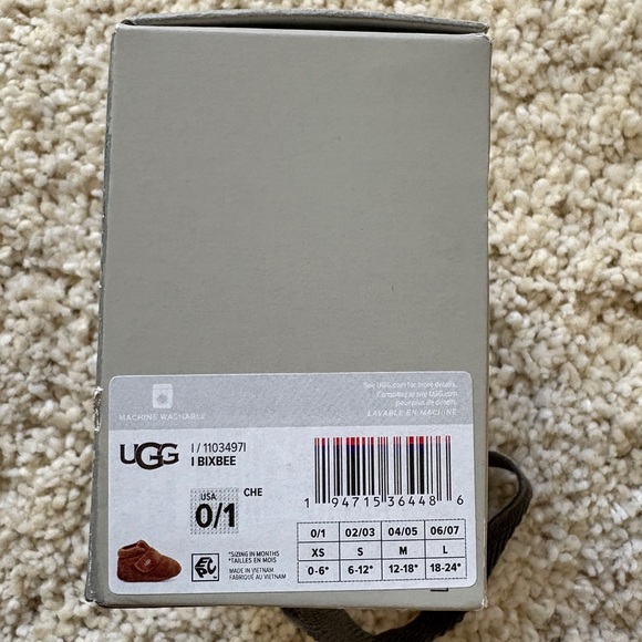 UGG Brown Baby Booties Furry Gender Neutral With Box XS 0-6 - Picture 9 of 10